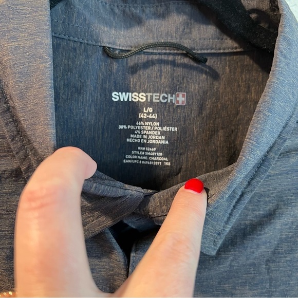 Men’s Swiss tech gray casual button down long sleeve shirt size large L - Picture 4 of 6